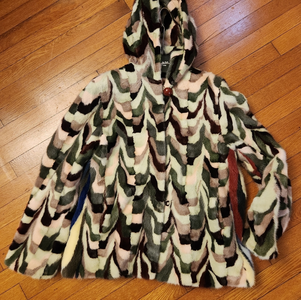 Mink jacket with hood